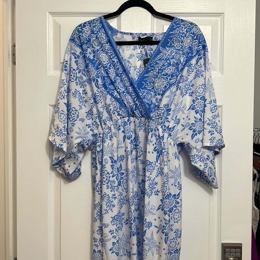Hobo Chic maxi dress in blue and white